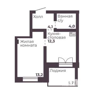 1-к квартира, строящийся дом, 34м2, 2/17 этаж