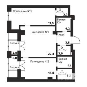 2-к квартира, строящийся дом, 74м2, 18/29 этаж