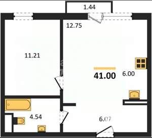 1-к квартира, вторичка, 41м2, 3/10 этаж