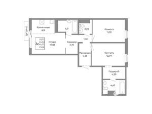 3-к квартира, вторичка, 65м2, 8/10 этаж