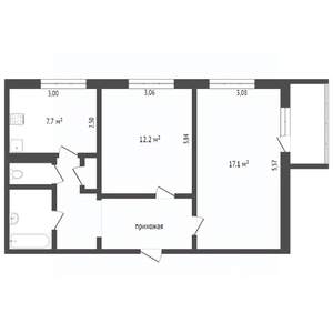 2-к квартира, вторичка, 50м2, 2/9 этаж