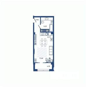 1-к квартира, вторичка, 32м2, 4/23 этаж