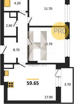 2-к квартира, вторичка, 60м2, 13/18 этаж