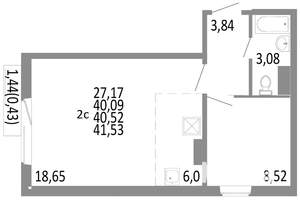 2-к квартира, строящийся дом, 41м2, 8/10 этаж