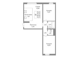 3-к квартира, вторичка, 56м2, 2/10 этаж