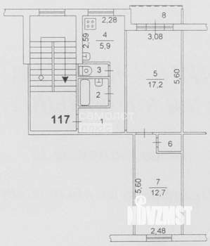 2-к квартира, вторичка, 46м2, 4/5 этаж