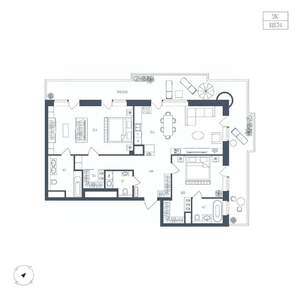 2-к квартира, вторичка, 119м2, 6/8 этаж