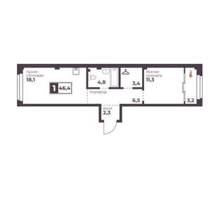 1-к квартира, вторичка, 46м2, 10/17 этаж