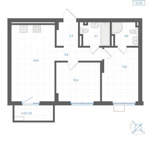 2-к квартира, вторичка, 58м2, 3/18 этаж