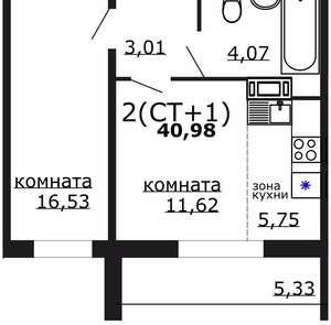 2-к квартира, вторичка, 41м2, 4/18 этаж