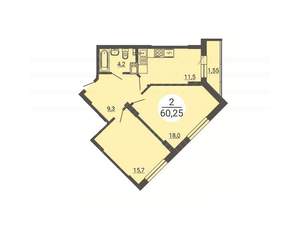 2-к квартира, вторичка, 60м2, 2/25 этаж