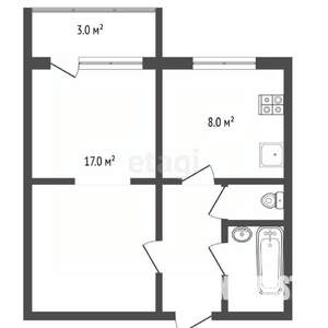 1-к квартира, вторичка, 33м2, 1/9 этаж