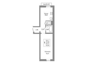 1-к квартира, строящийся дом, 34м2, 5/10 этаж
