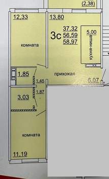 2-к квартира, вторичка, 59м2, 8/10 этаж