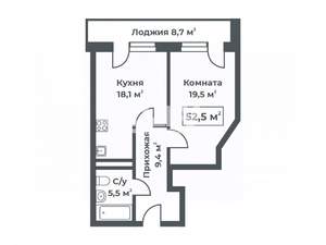 1-к квартира, вторичка, 53м2, 10/14 этаж
