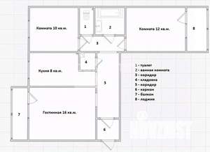 3-к квартира, вторичка, 61м2, 2/5 этаж