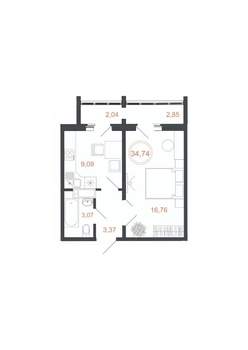 1-к квартира, вторичка, 35м2, 14/16 этаж