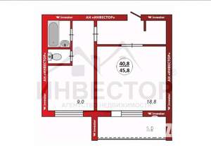 1-к квартира, вторичка, 40м2, 2/8 этаж