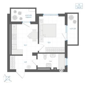 1-к квартира, вторичка, 37м2, 13/18 этаж