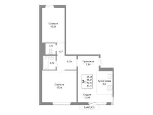 3-к квартира, вторичка, 62м2, 10/10 этаж