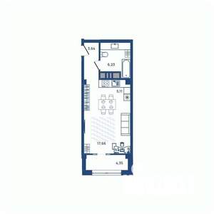 1-к квартира, вторичка, 33м2, 8/23 этаж