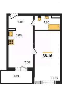 1-к квартира, вторичка, 36м2, 6/10 этаж