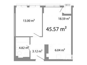 2-к квартира, строящийся дом, 46м2, 7/25 этаж