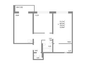 2-к квартира, строящийся дом, 70м2, 17/17 этаж