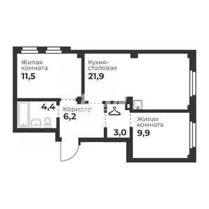 2-к квартира, вторичка, 57м2, 4/7 этаж