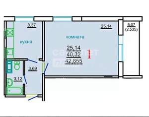 1-к квартира, вторичка, 41м2, 5/10 этаж