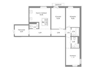 4-к квартира, строящийся дом, 78м2, 7/10 этаж