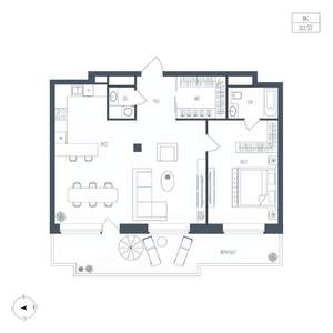 1-к квартира, вторичка, 83м2, 4/7 этаж