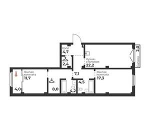2-к квартира, вторичка, 82м2, 8/23 этаж
