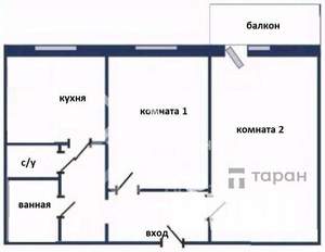 2-к квартира, вторичка, 50м2, 6/9 этаж
