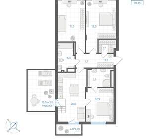 3-к квартира, вторичка, 97м2, 10/18 этаж