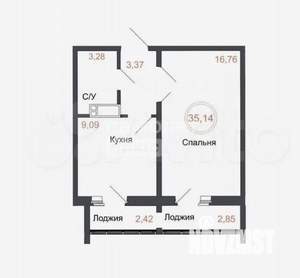 1-к квартира, вторичка, 35м2, 15/18 этаж