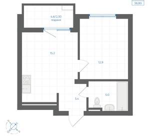 1-к квартира, вторичка, 39м2, 2/18 этаж