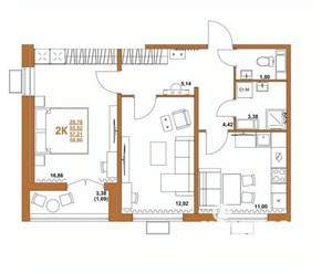 2-к квартира, строящийся дом, 57м2, 2/12 этаж
