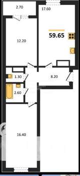 3-к квартира, вторичка, 60м2, 11/20 этаж