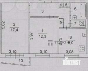 2-к квартира, вторичка, 51м2, 9/9 этаж