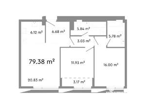 3-к квартира, строящийся дом, 79м2, 3/24 этаж