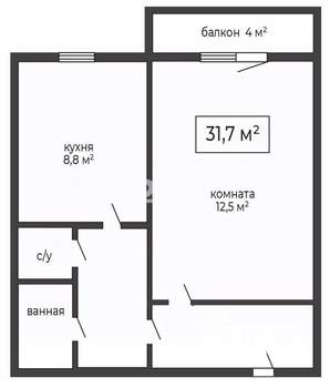 1-к квартира, вторичка, 32м2, 4/10 этаж
