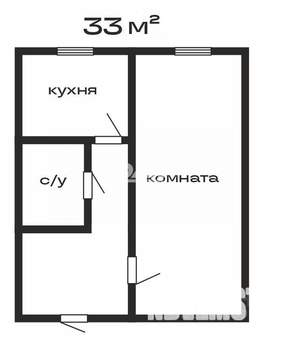 1-к квартира, вторичка, 33м2, 2/5 этаж