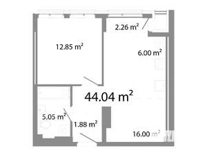2-к квартира, строящийся дом, 44м2, 16/23 этаж