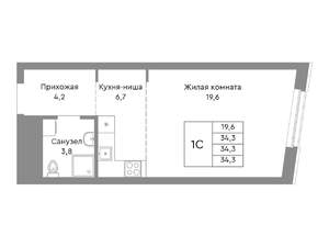 Студия квартира, строящийся дом, 34м2, 19/29 этаж