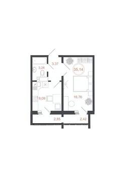 1-к квартира, вторичка, 35м2, 14/16 этаж