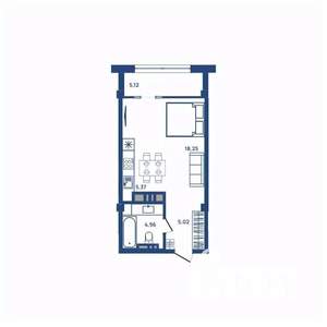 1-к квартира, вторичка, 34м2, 16/23 этаж