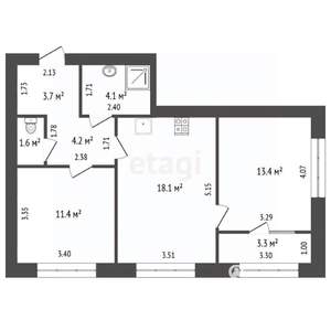 2-к квартира, вторичка, 57м2, 4/17 этаж