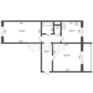 2-к квартира, вторичка, 56м2, 2/10 этаж