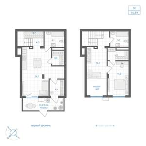 1-к квартира, вторичка, 95м2, 1/8 этаж